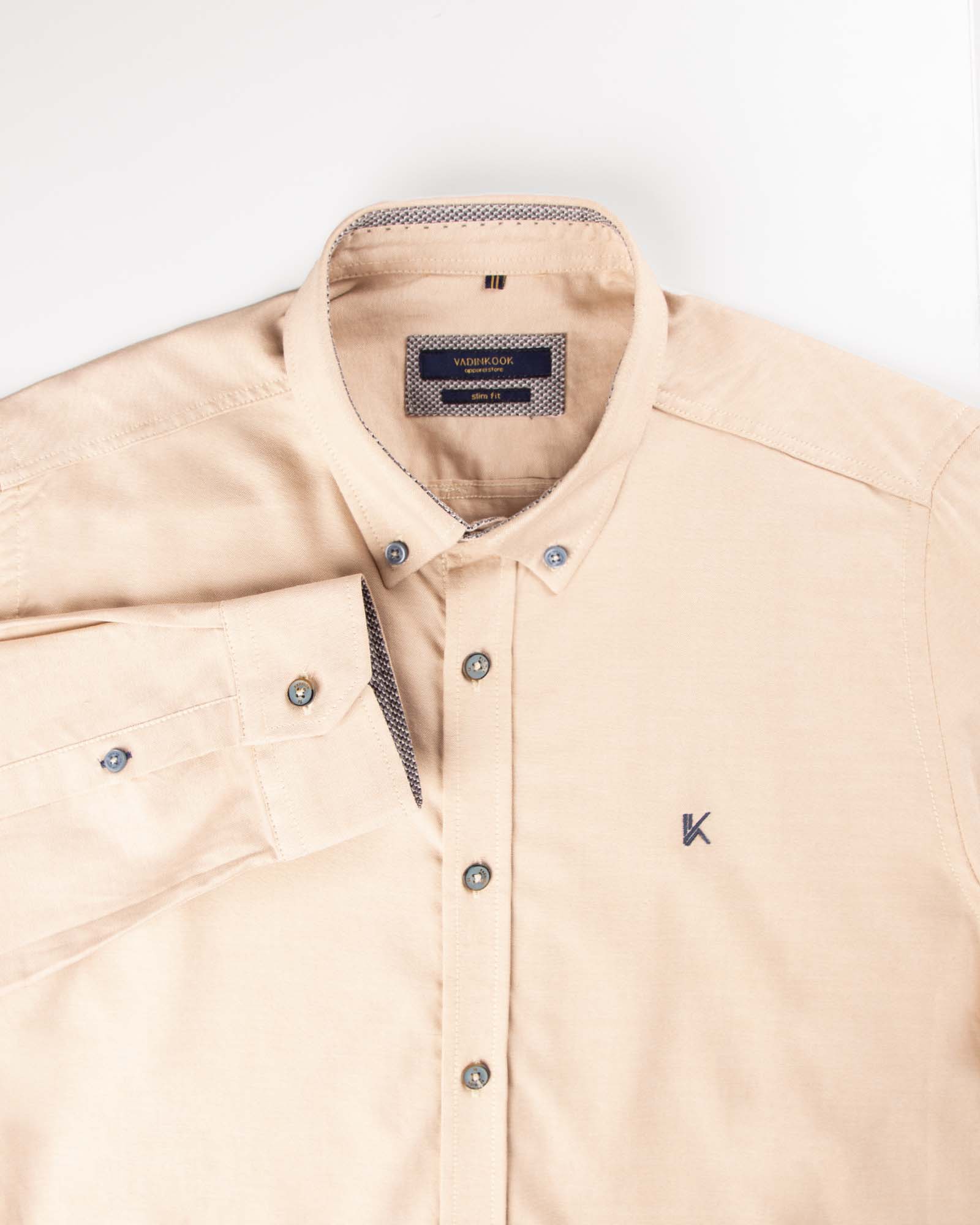پیراهن نخی مردانه VK9914 - بژ