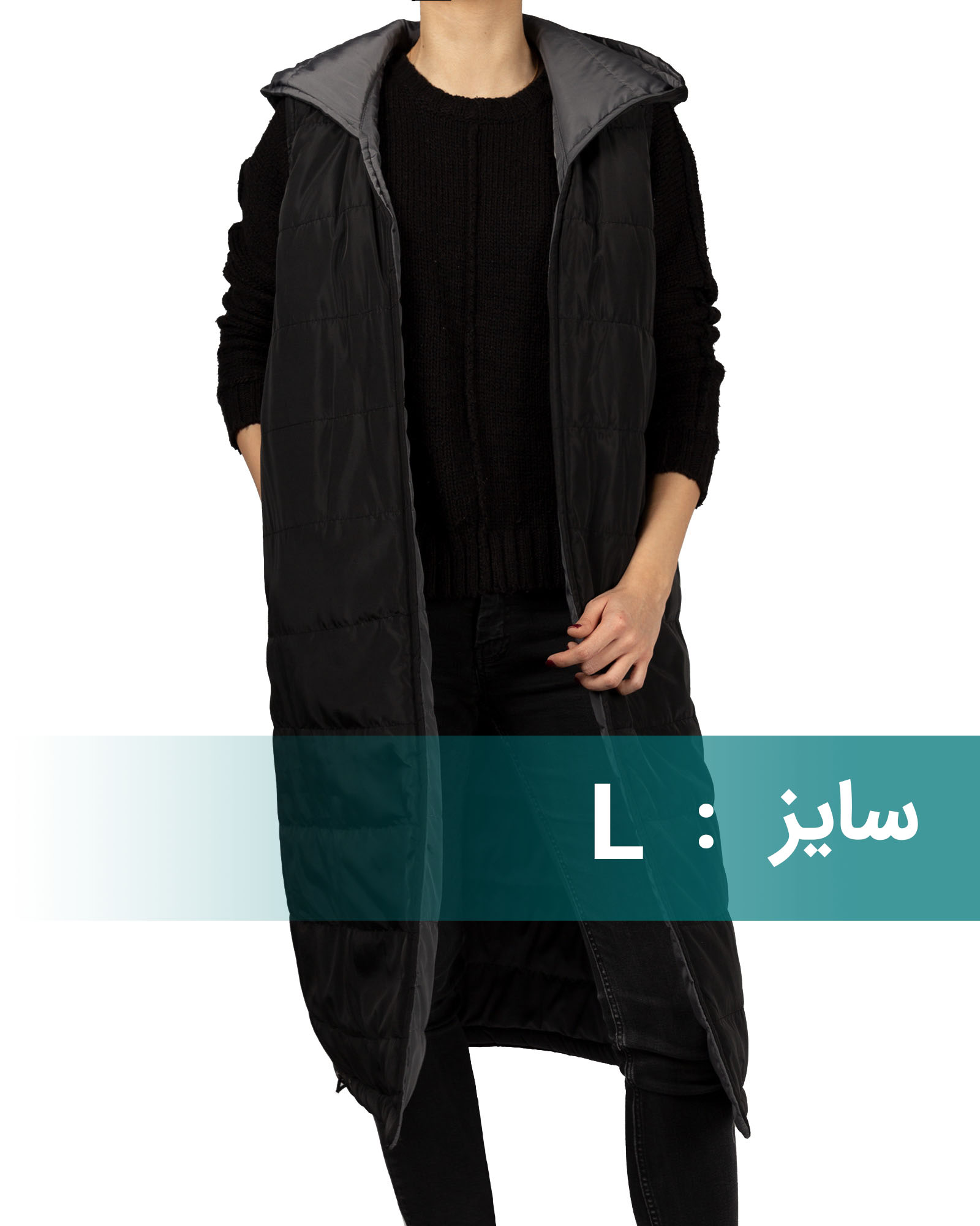 کاپشن پافر دو روی زنانه 598 - مشکی