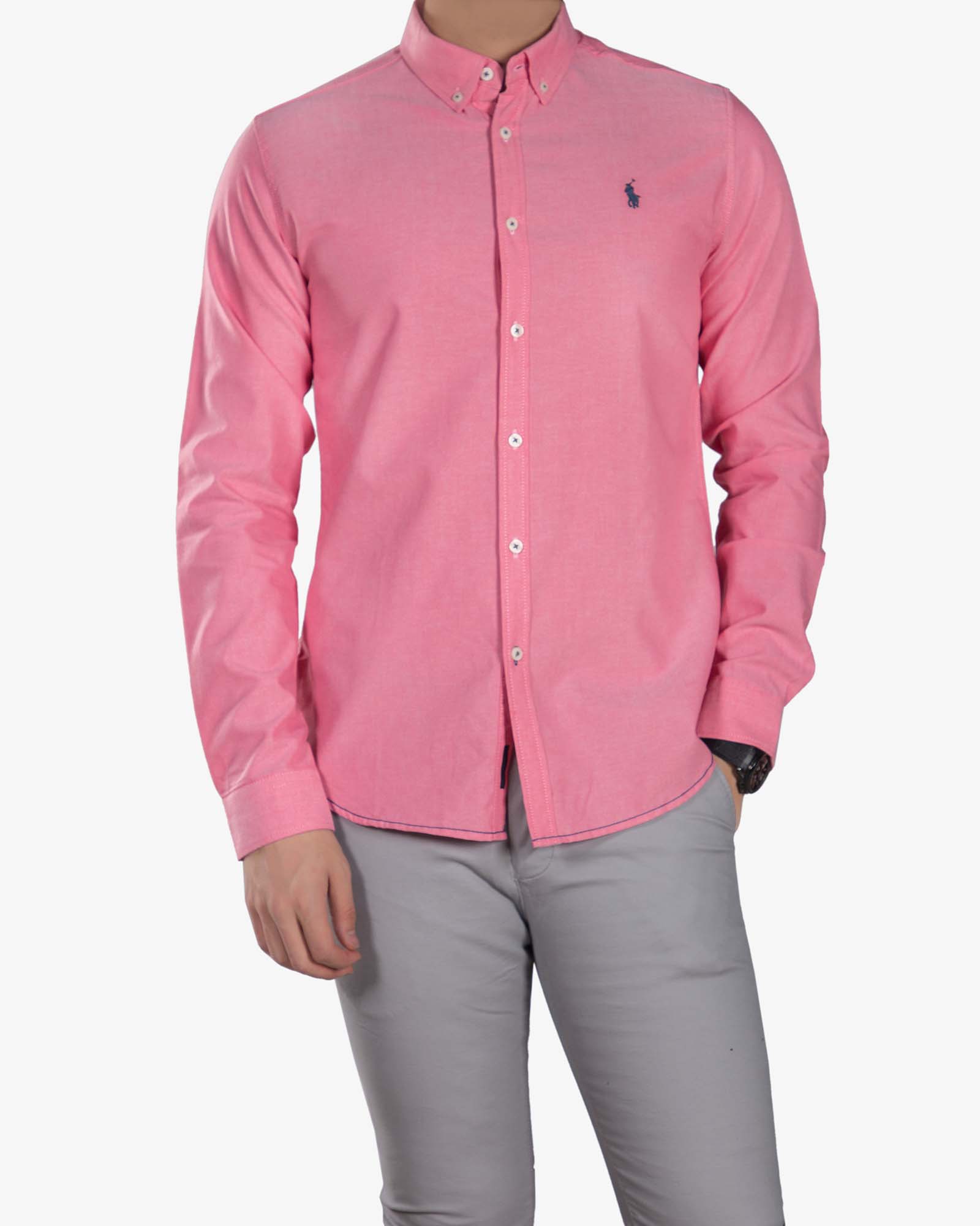 پیراهن مردانه آستین بلند - صورتی