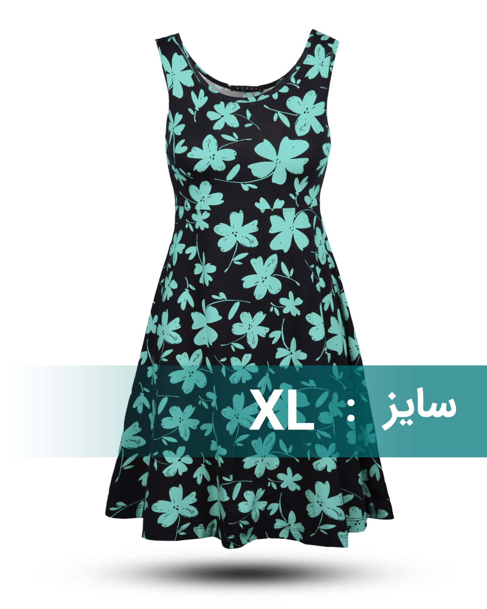 پیراهن نخی طرح دار زنانه - سبزآبی روشن