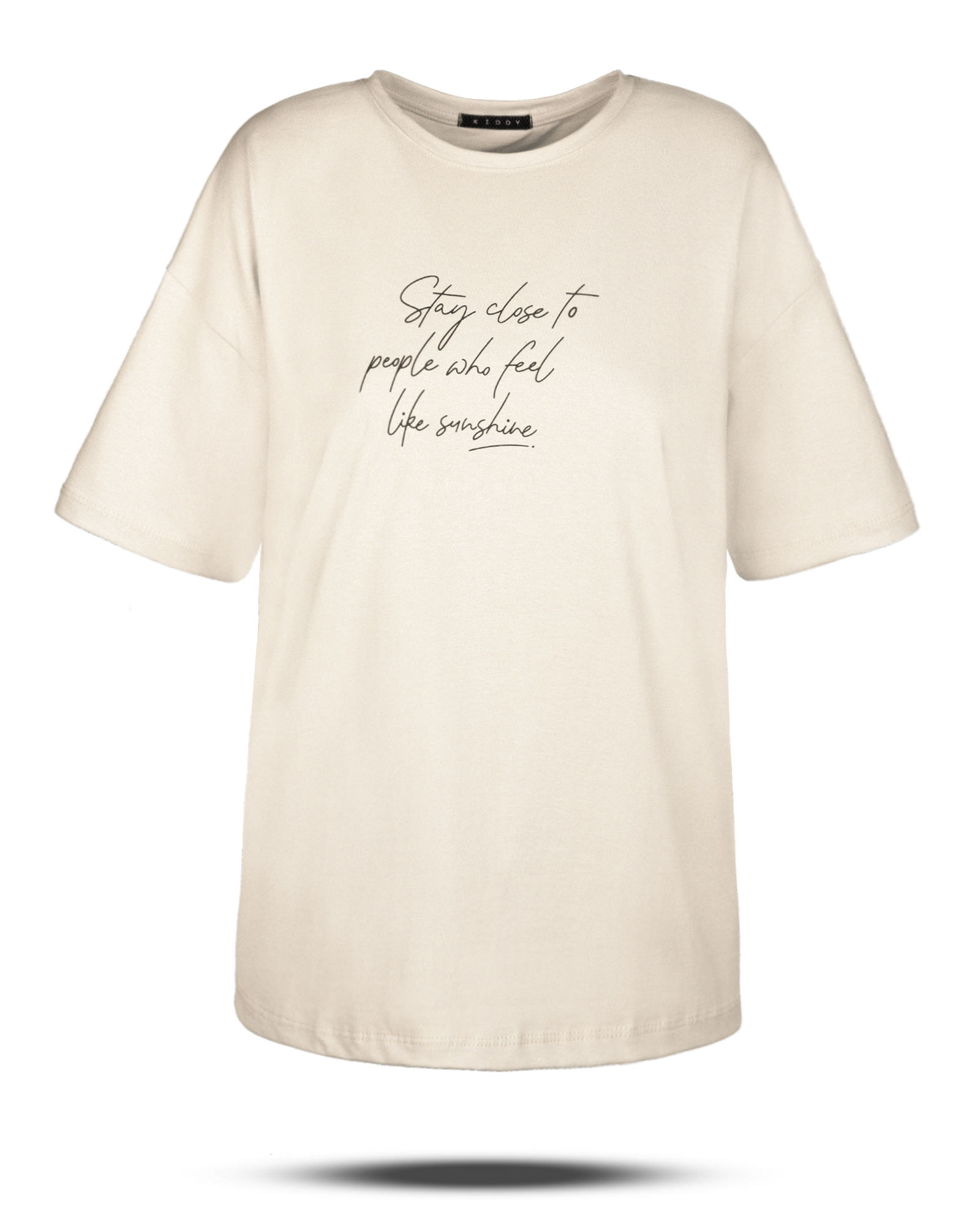 تیشرت اورسایز زنانه 2098 - کرمی سیر