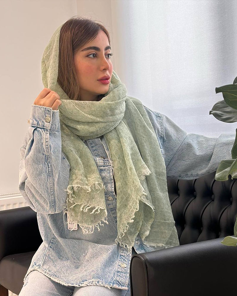 شال زنانه چهارفصل 4177 - سبز چمنی