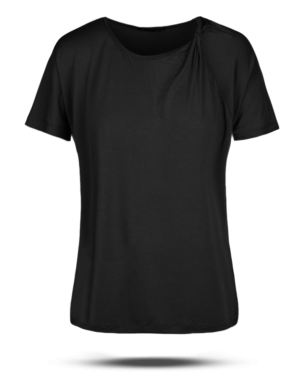 تیشرت یقه گرد باز زنانه 2144 - مشکی