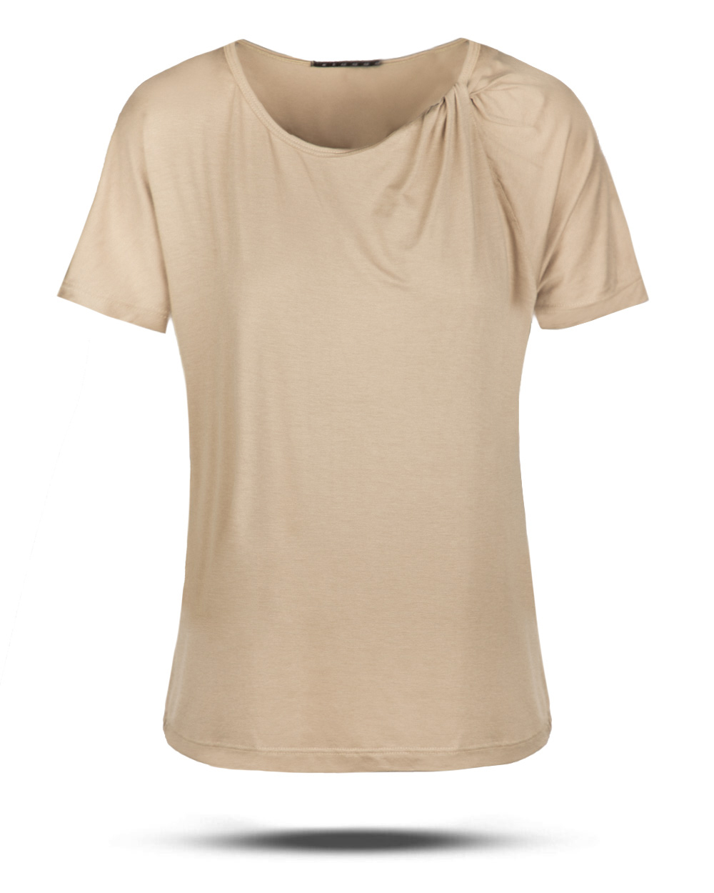 تیشرت یقه گرد باز زنانه 2144 - خاکی