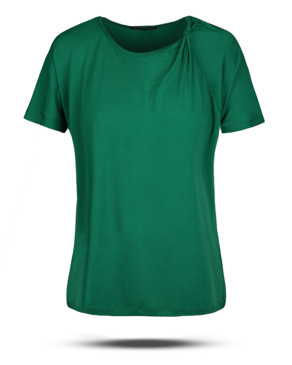 تیشرت یقه گرد باز زنانه 2144 - سبز تیره