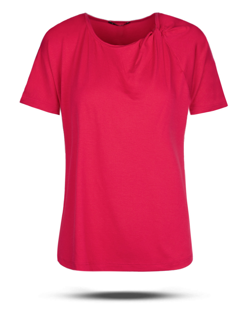 تیشرت یقه گرد باز زنانه 2144 - سرخابى