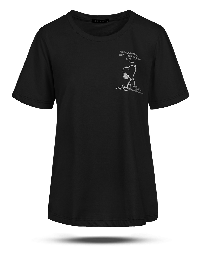 تیشرت طرح دار زنانه 2099 - مشکی