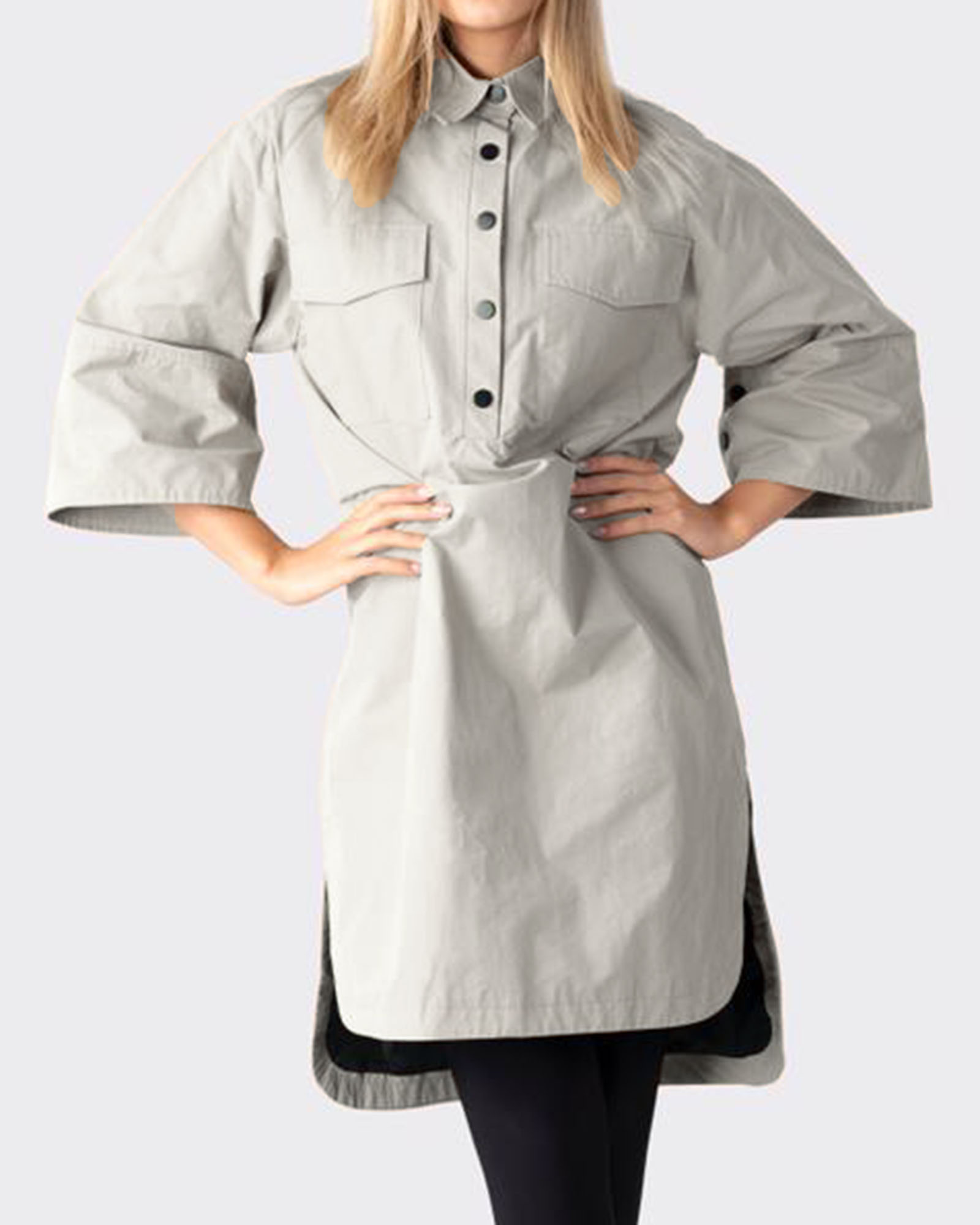 بارانی بلند زنانه 100133 - طوسی کمرنگ