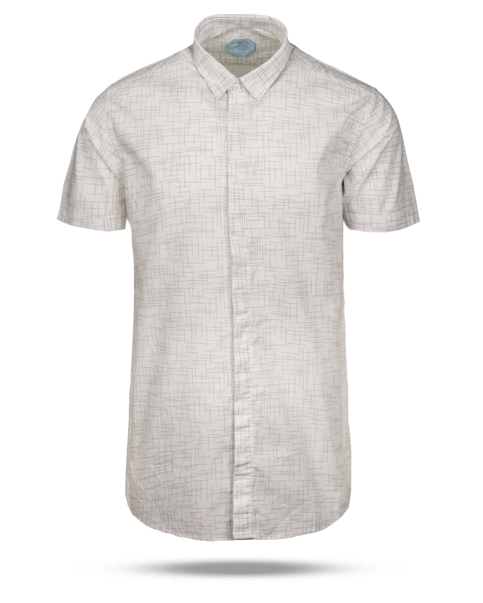 پیراهن طرح دار مردانه 4044 - سفید