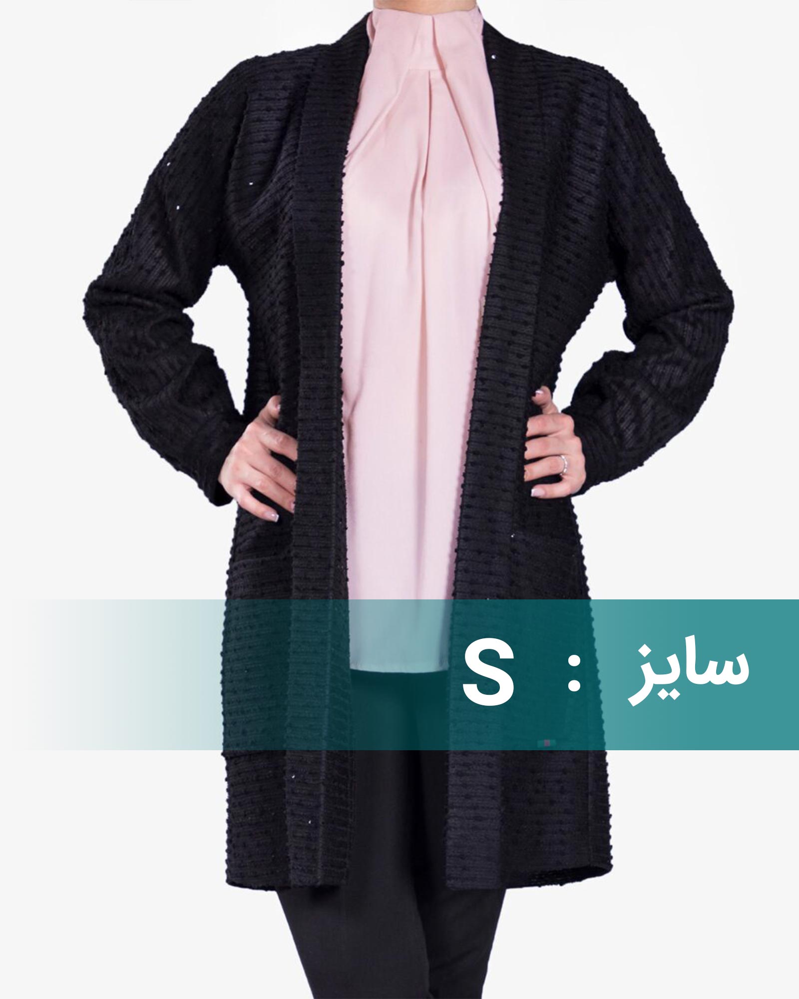 مانتو مجلسی لمه پاییزه کوتاه پولکی - مشکی