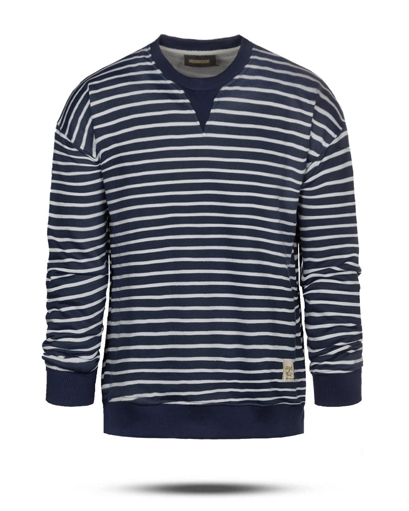 بلوز مردانه طرح دار vk021267 - سرمه‌ای تیره