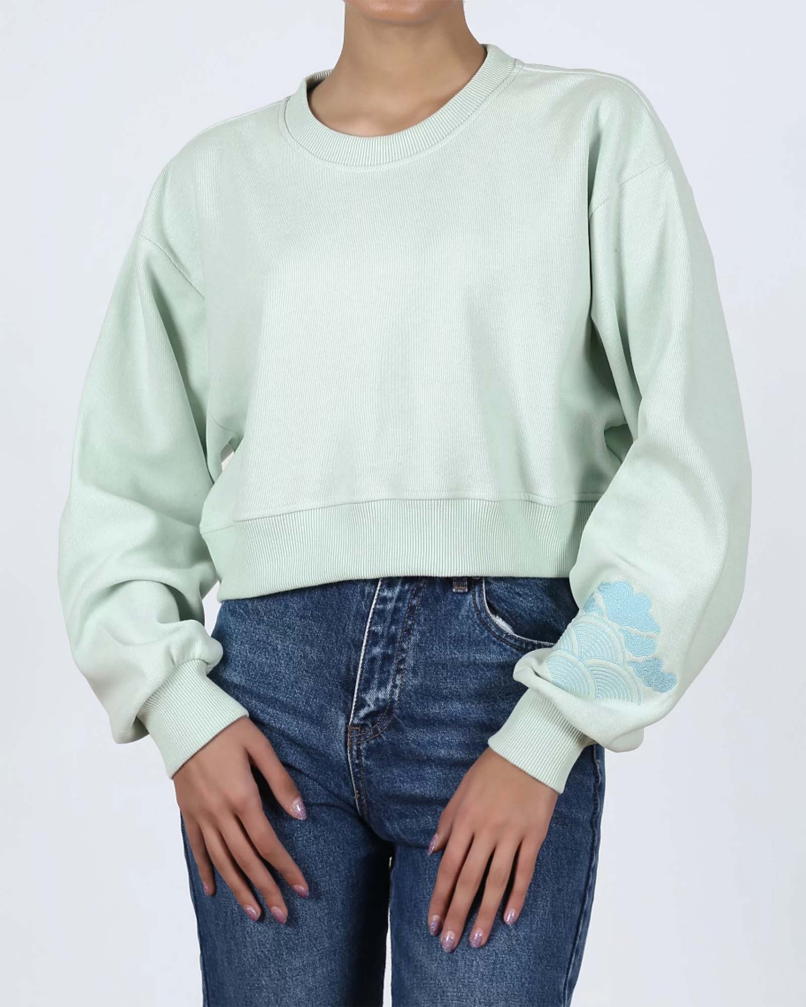 بلوز کراپ زنانه 2176 - سبز پاستیلی