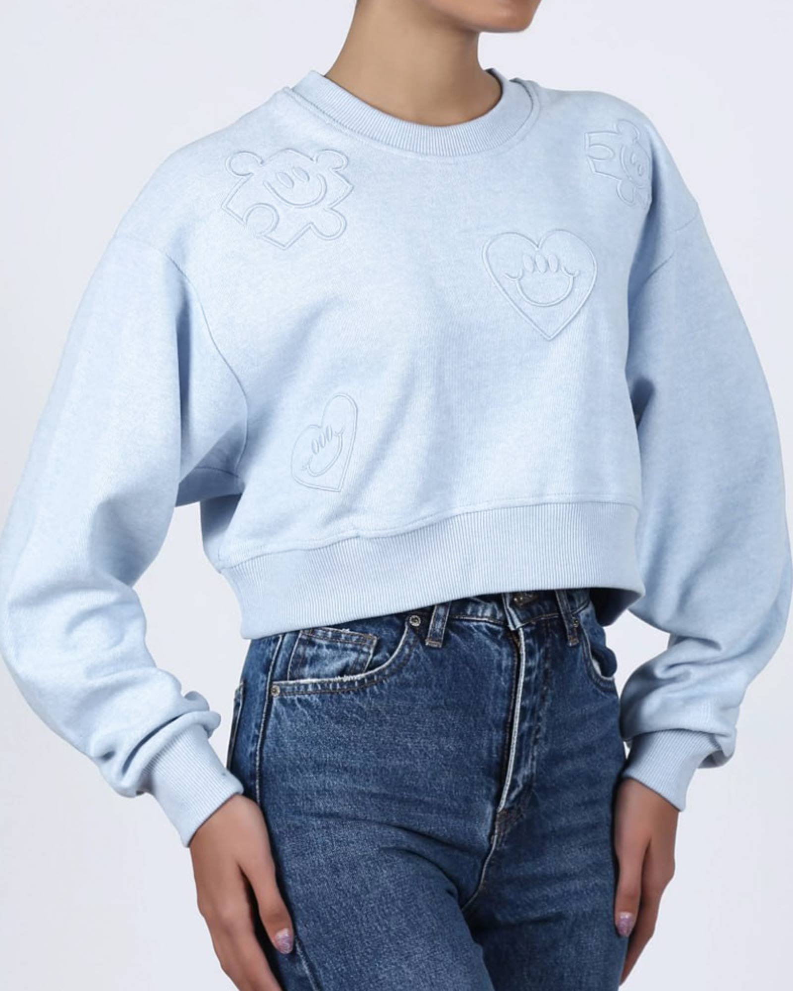 بلوز کراپ زنانه 2178 - آبی آسمانی