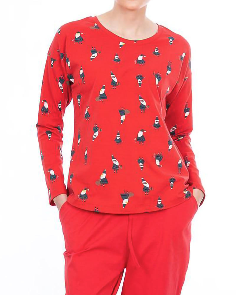 بلوز زنانه طرح دار 2343 - قرمز