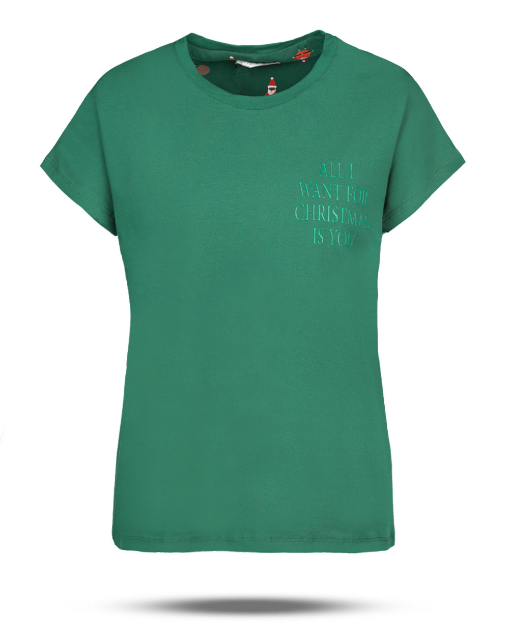 تیشرت زنانه طرح دار 2346 - سبز خزه‌اى