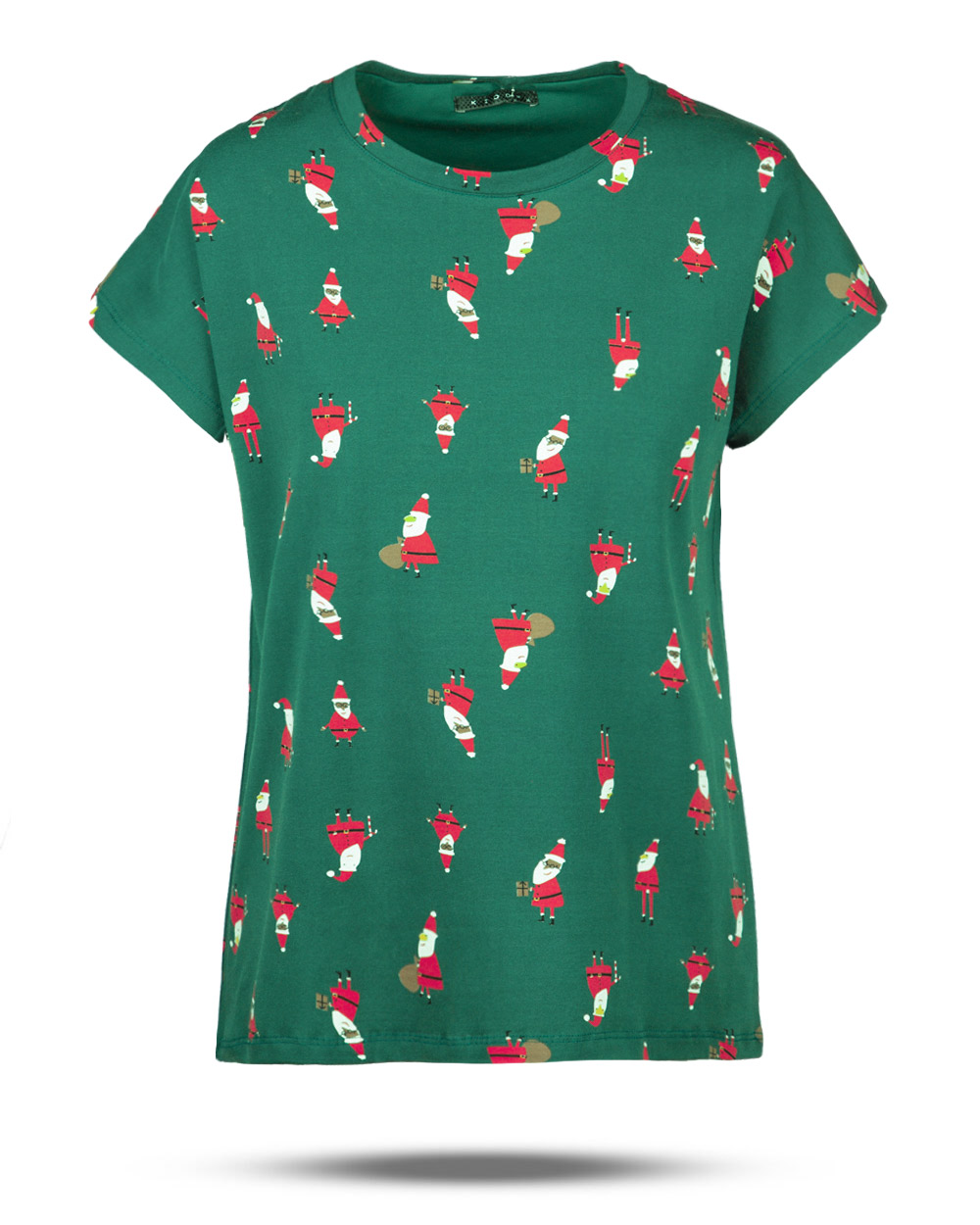 تیشرت طرح دار زنانه 2347 - سبز خزه‌اى