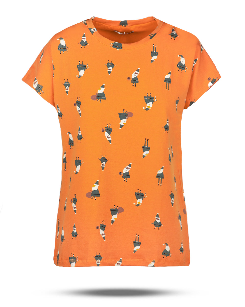 تیشرت طرح دار زنانه 2347 - نارنجی