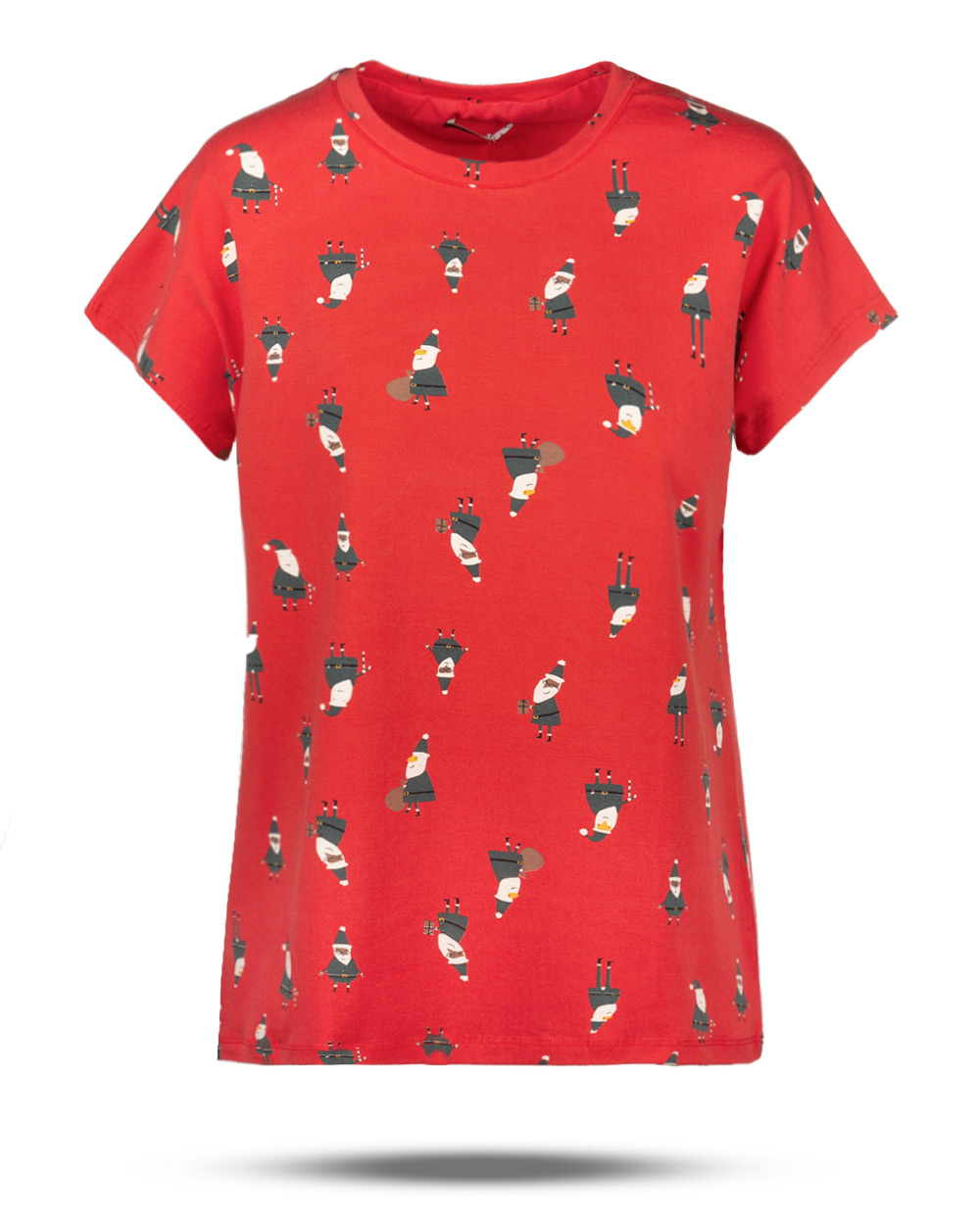 تیشرت طرح دار زنانه 2347 - قرمز