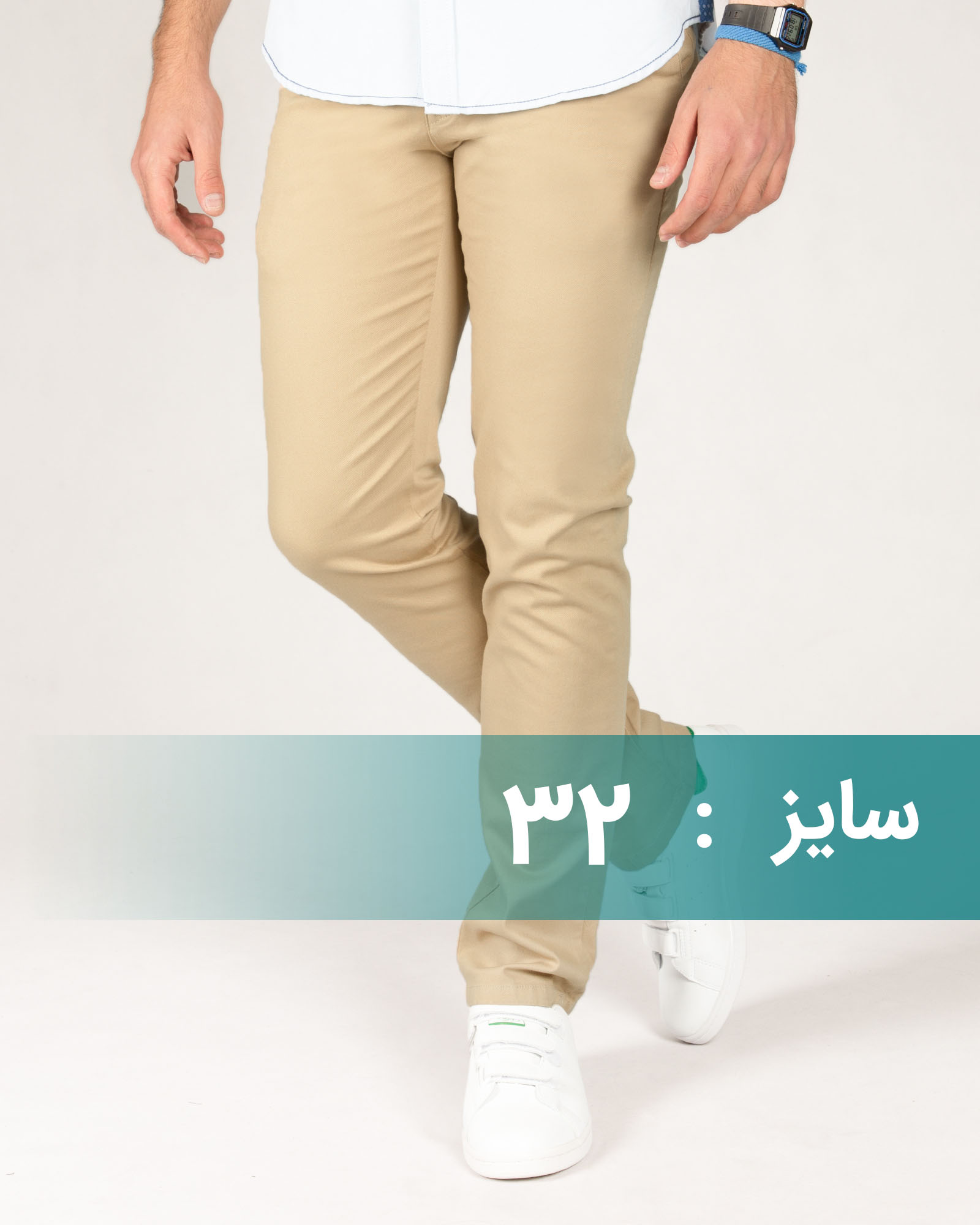 شلوار مردانه کتان راسته - کرمى