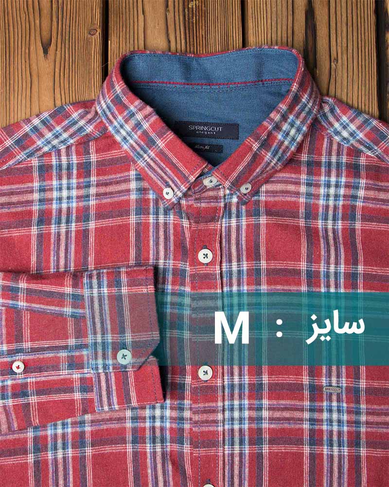 پیراهن مردانه طرح چهارخانه پشمی - چهارخانه قرمز، آبی