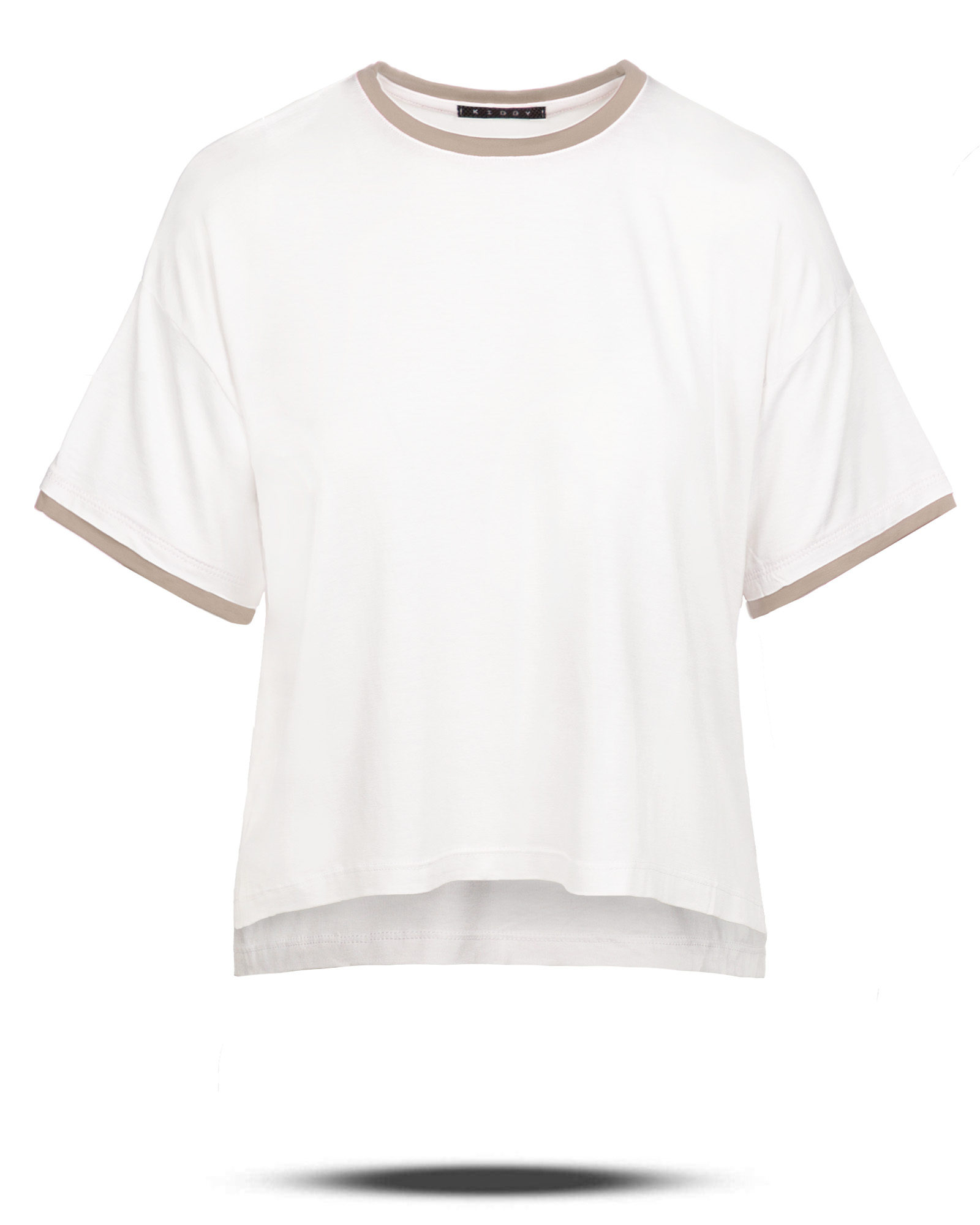 تیشرت زنانه سفید نواردوزی شده