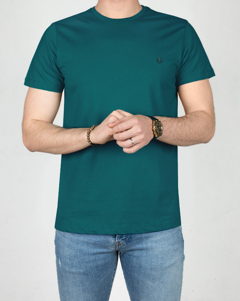 تیشرت ساده مردانه طیف سبزآبی 2350new-t2 - سبز دودی تیره