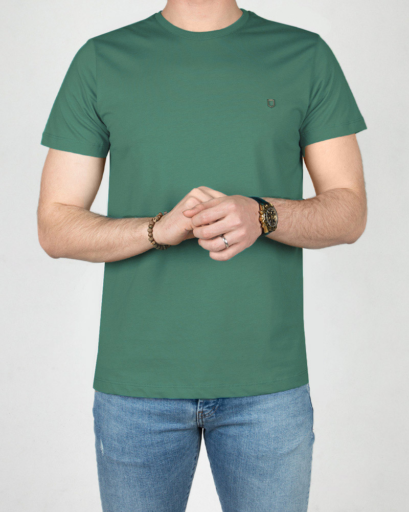 تیشرت بیسیک مردانه طیف سبز 2350new-t3 - سبز خزه‌اى