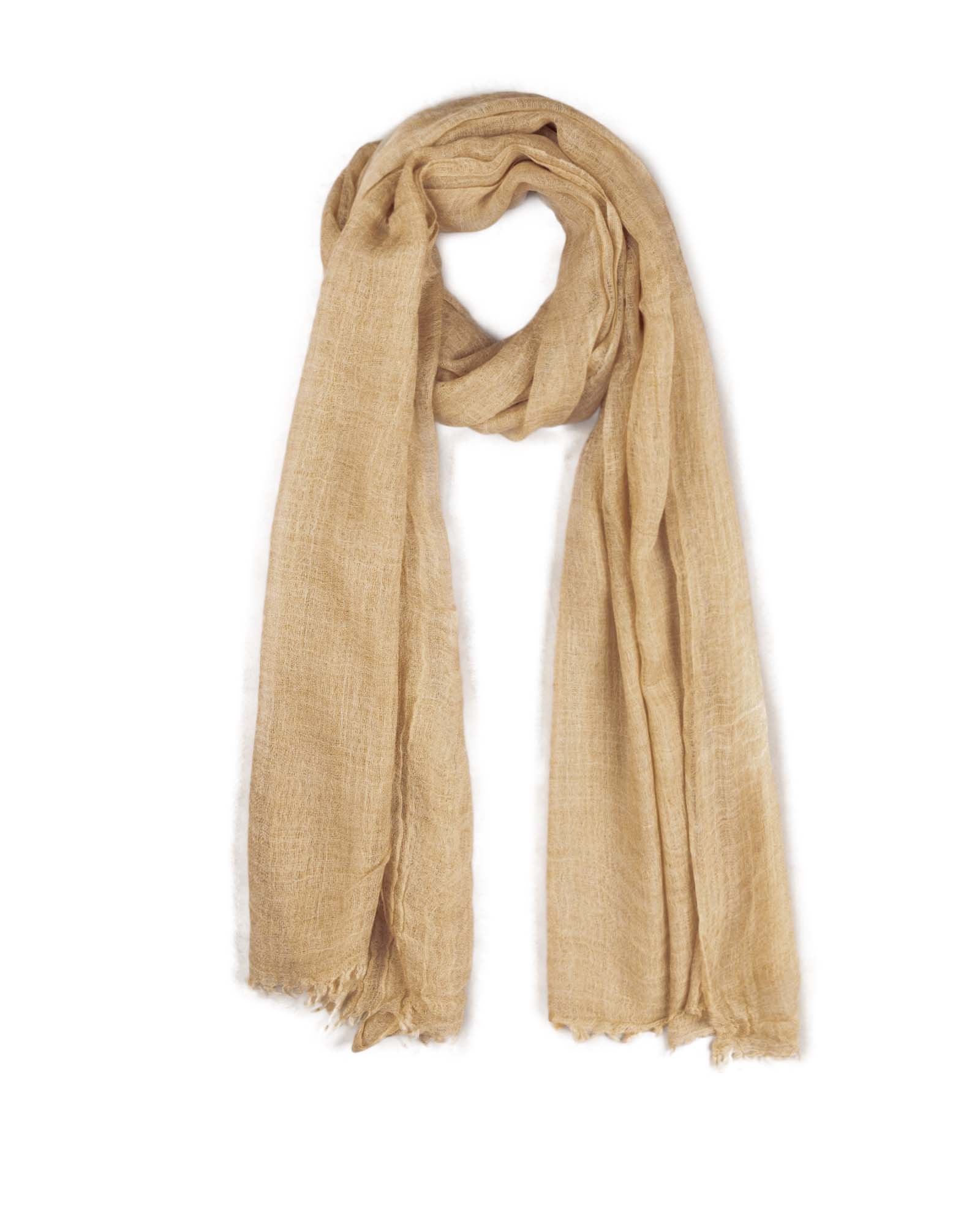 شال ساده نخی زنانه 4693 - خاکی