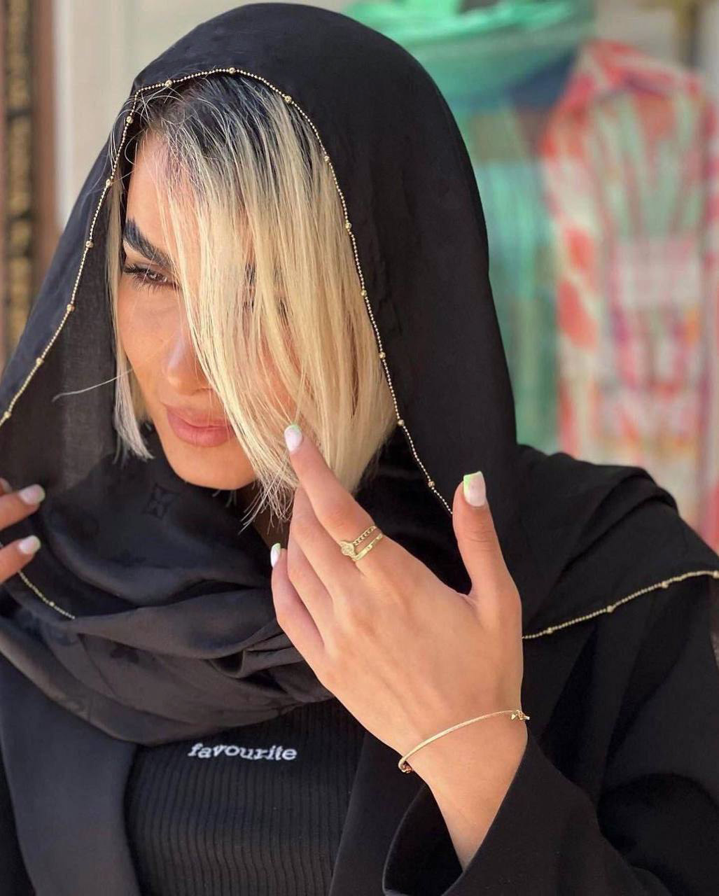 شال ژاکارد طرح دار مشکی 4662 - طرح لویی ویتان