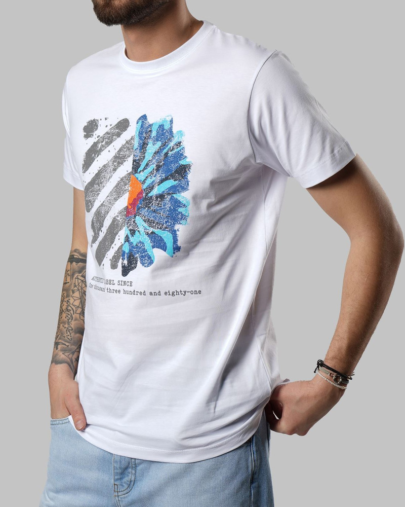 تیشرت نخی مردانه 2157 - سفید