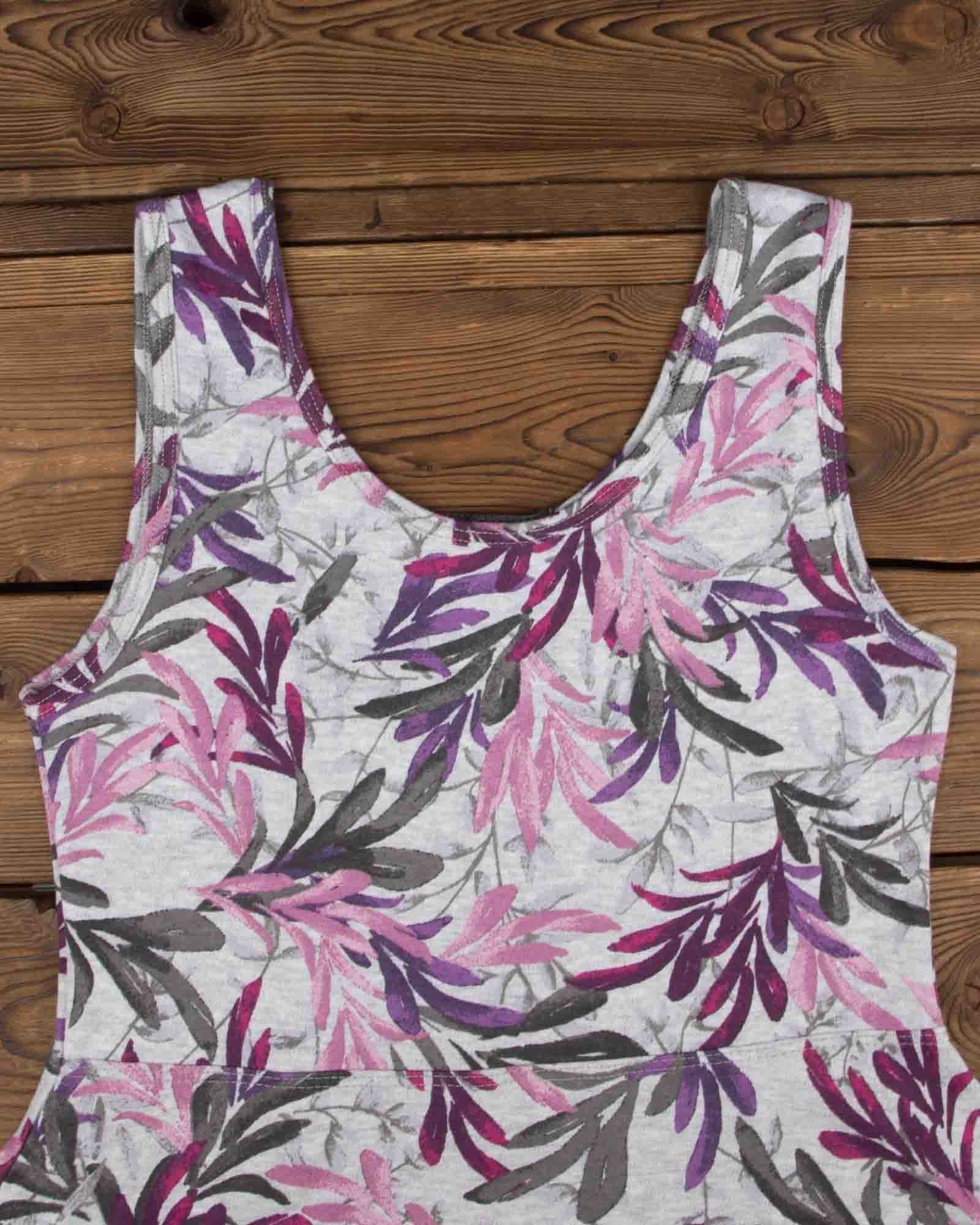 پیراهن دخترانه طرح دار - طوسی