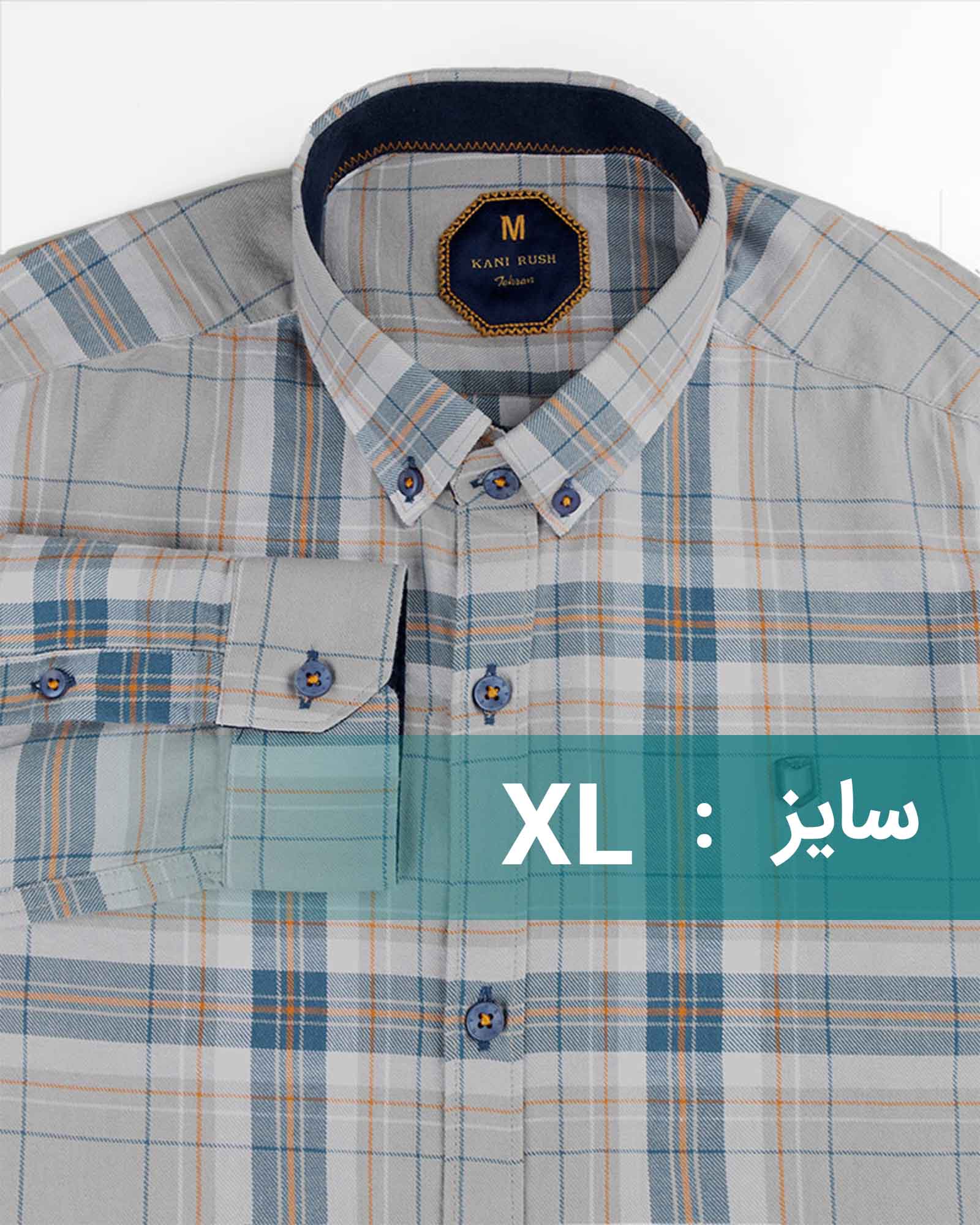 پیراهن چهارخانه مردانه 4415 - خاکستری محو