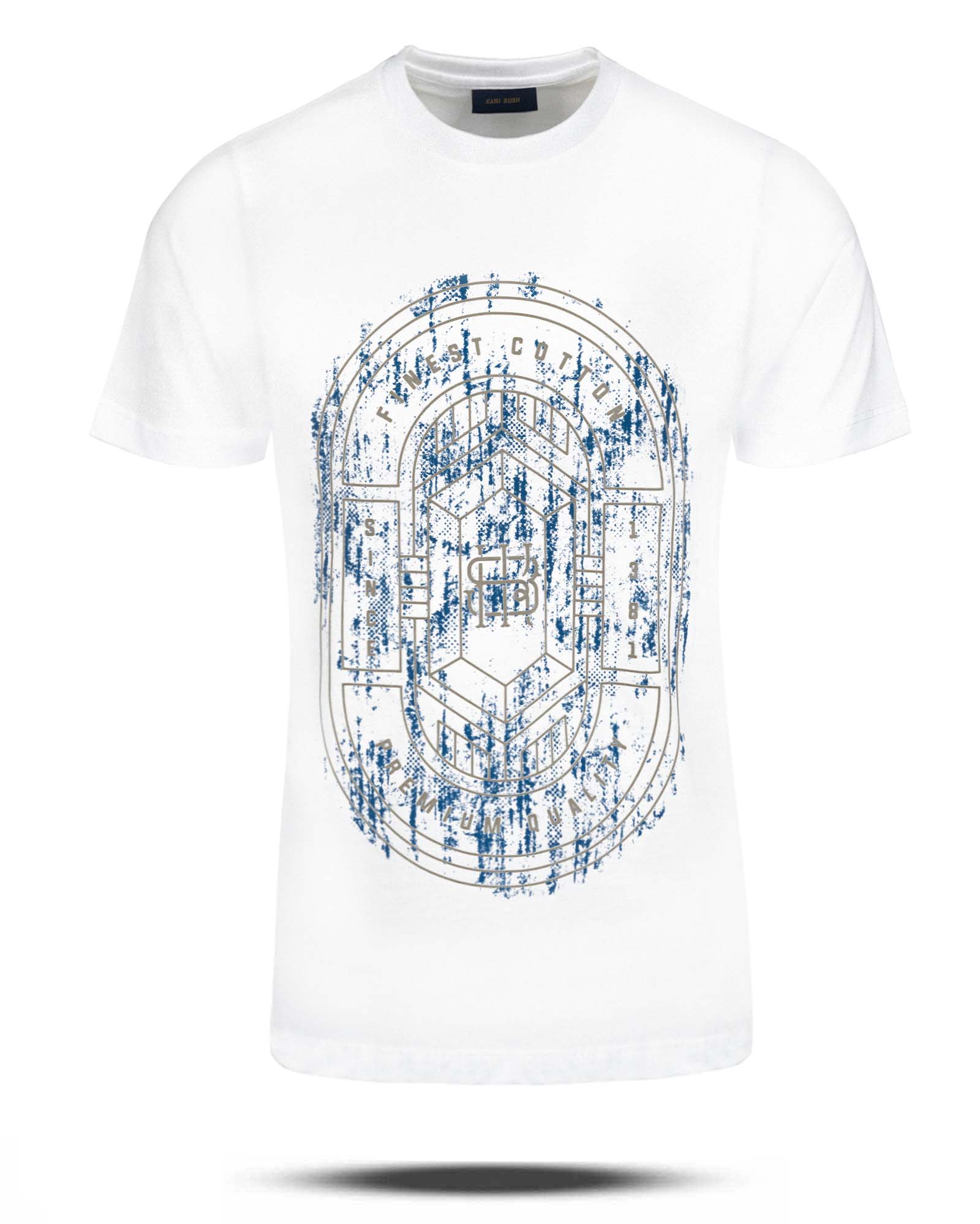 تیشرت نخی طرح دار 2185 - سفید