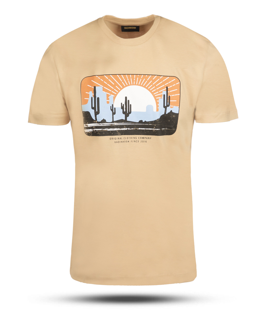 تیشرت مردانه آستین کوتاه vk021312 - کرمی سیر