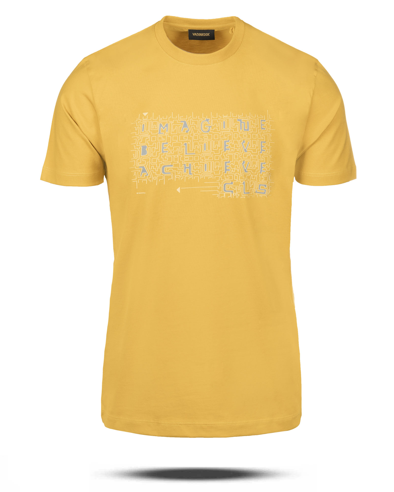 تیشرت نخی طرح دار مردانه vk021313 - عسلی