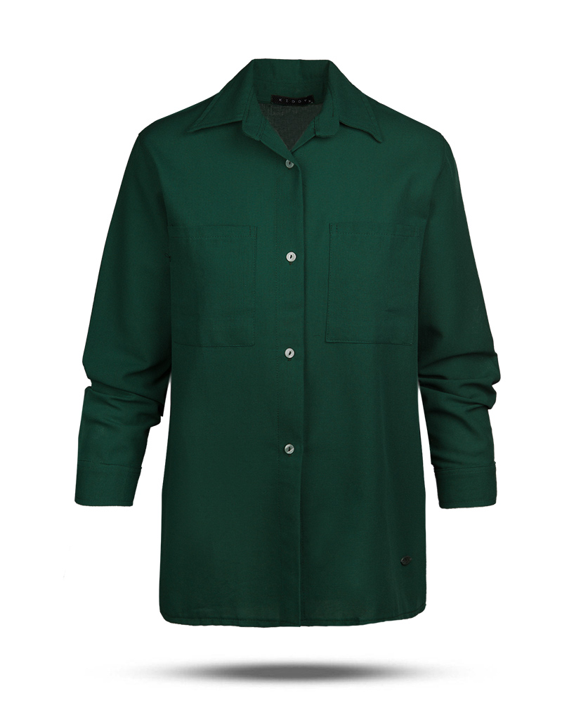 شومیز زنانه ساده 2432 - سبز تیره