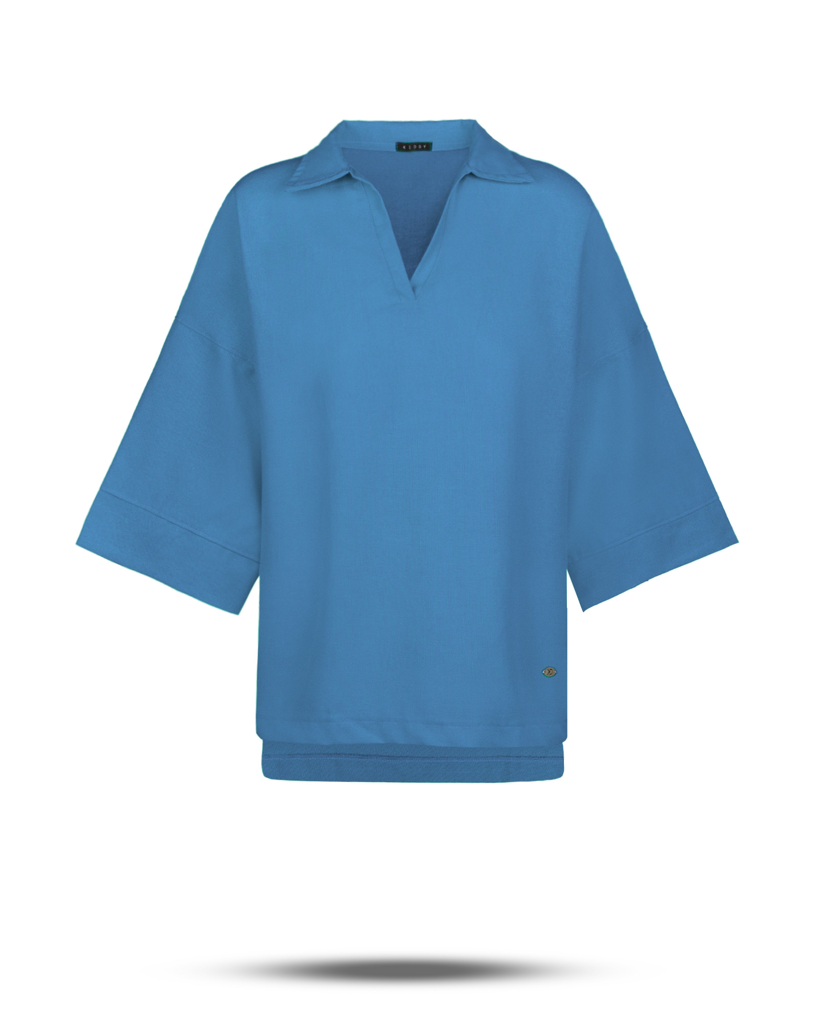 شومیز زنانه ساده لینن 2433 - آبی روشن