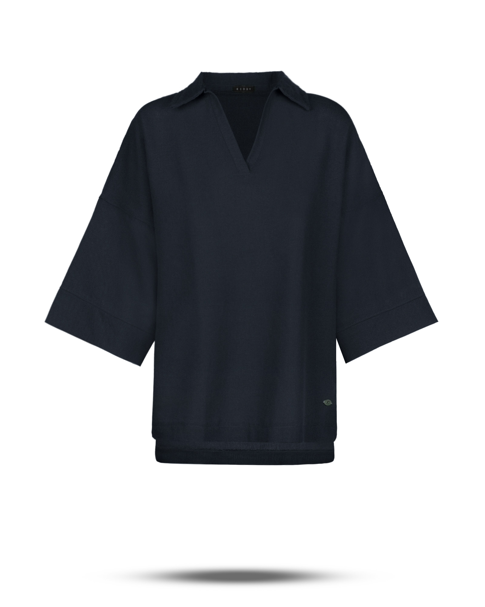 شومیز زنانه ساده لینن 2433 - سرمه‌ای تیره