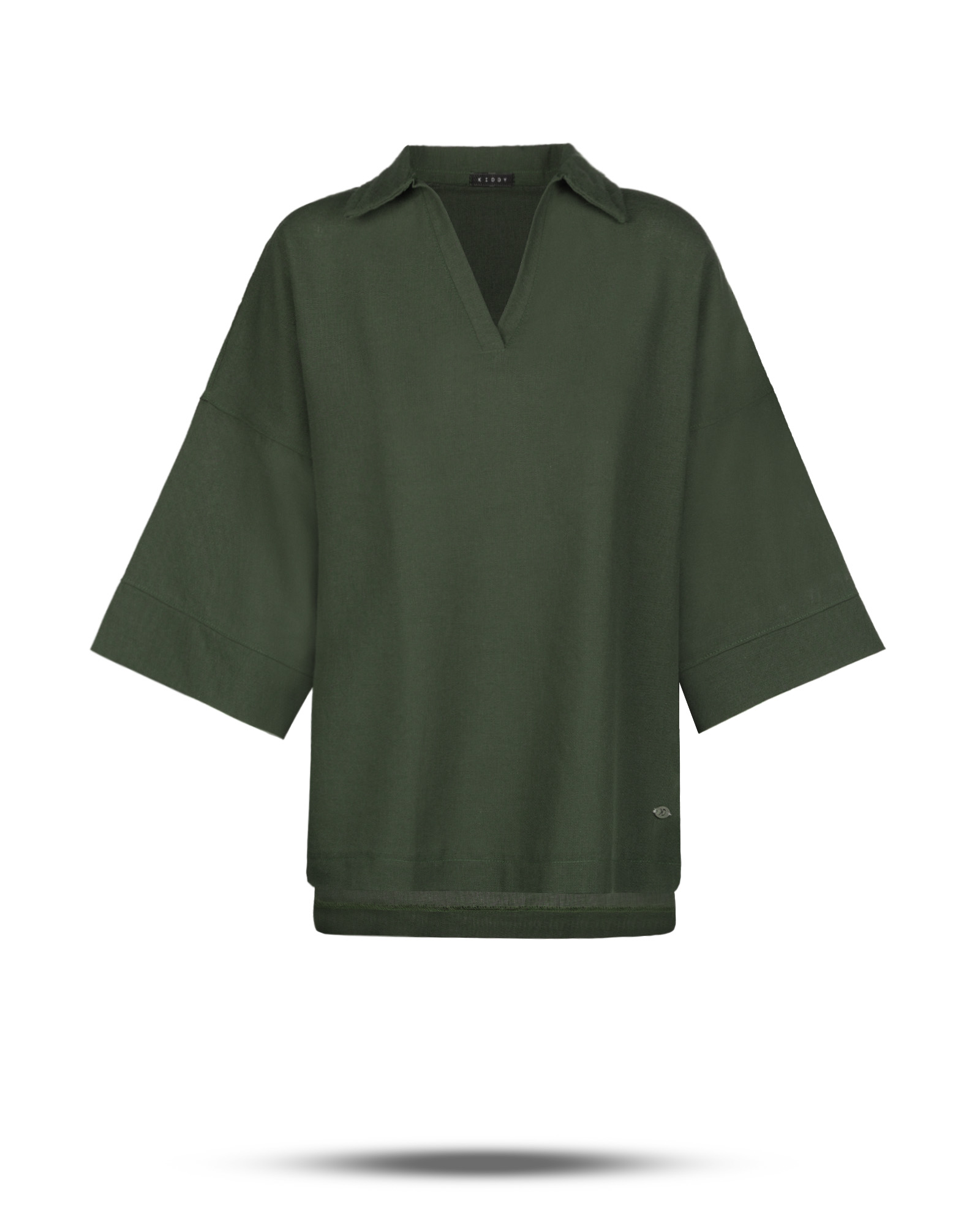 شومیز زنانه ساده لینن 2433 - زیتونی سیر