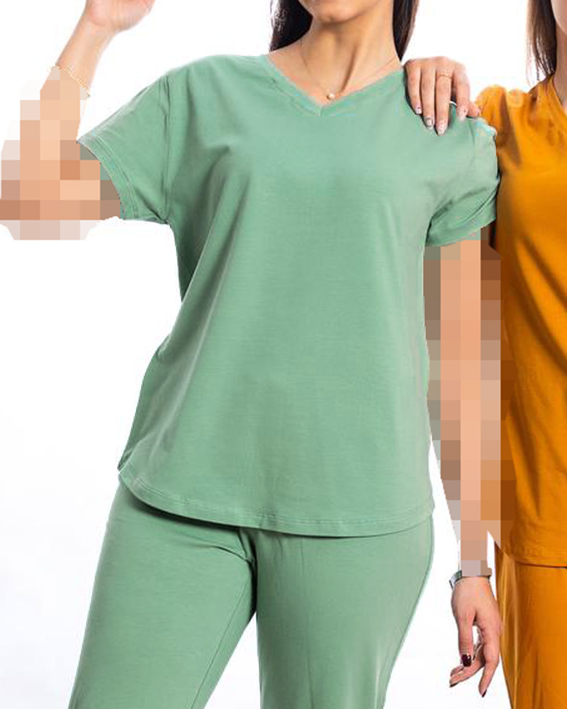 تیشرت نخی زنانه 2554 - سبز دریایی