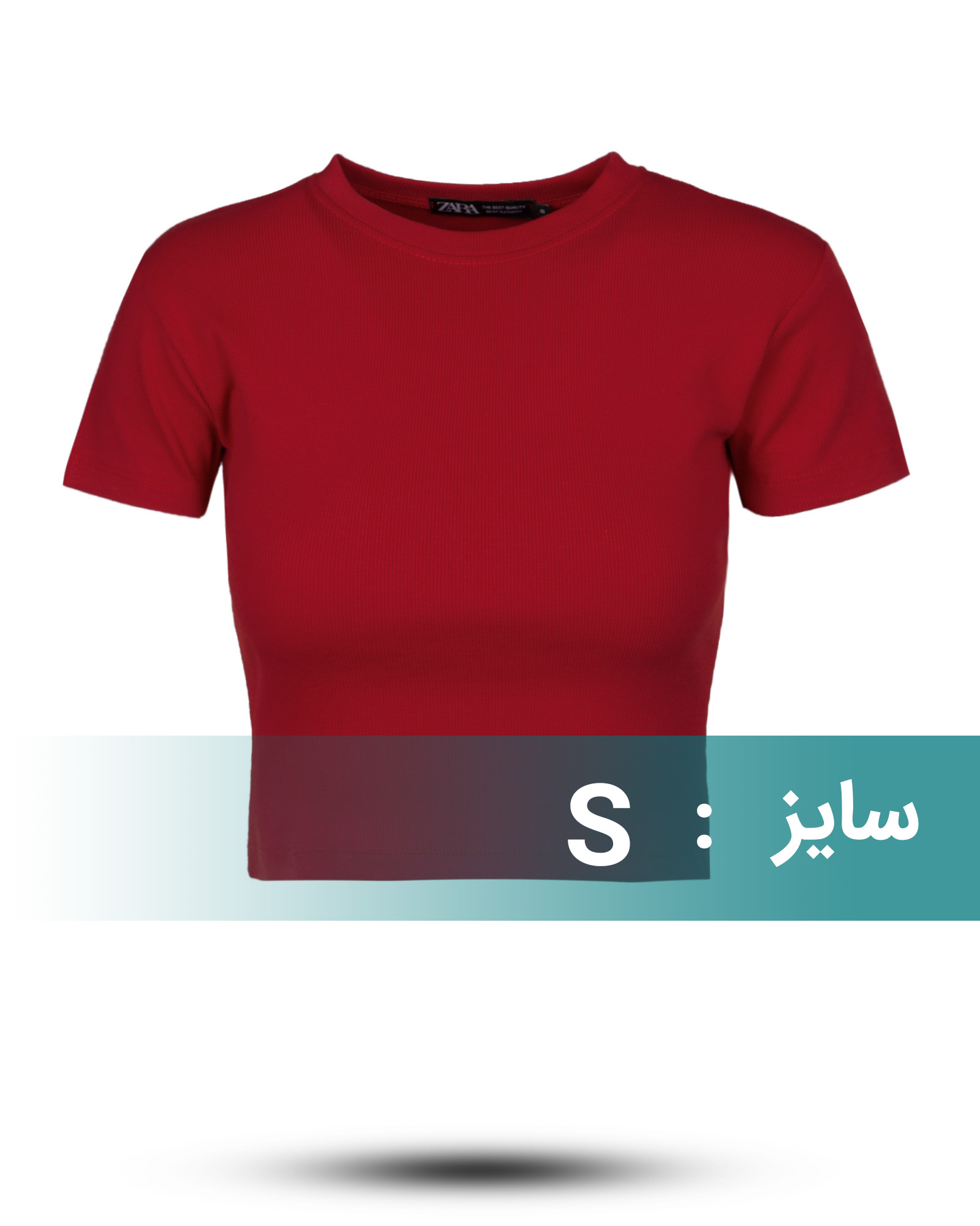 کراپ تیشرت کبریتی زنانه 01845 - قرمز