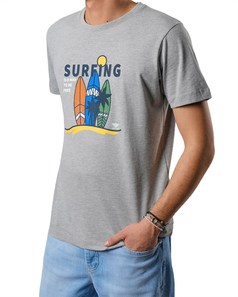 تیشرت مردانه طرح دار 2193 - ملانژ