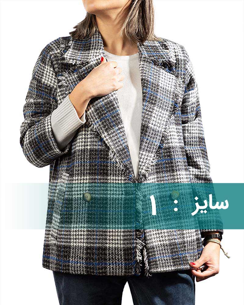 پالتو کوتاه زنانه 300313 - مشکی و سفید