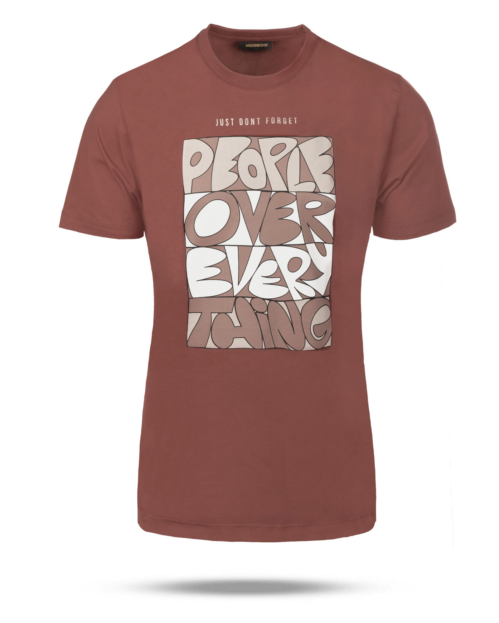 تیشرت طرح دار مردانه vk021311 - آجری