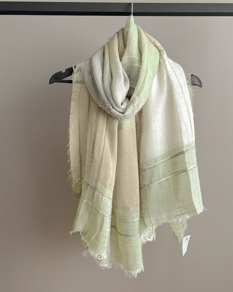 شال نخی کنفی زنانه تابستانه طرح دار