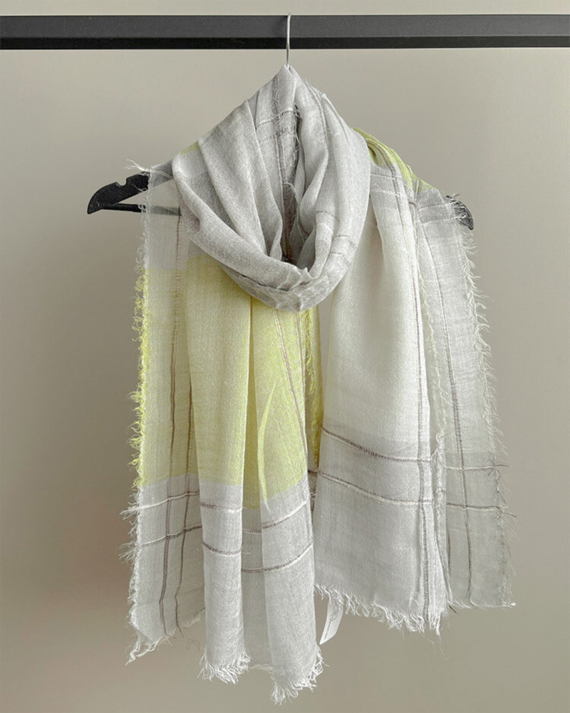 شال نخی کنفی زنانه تابستانه طرح دار