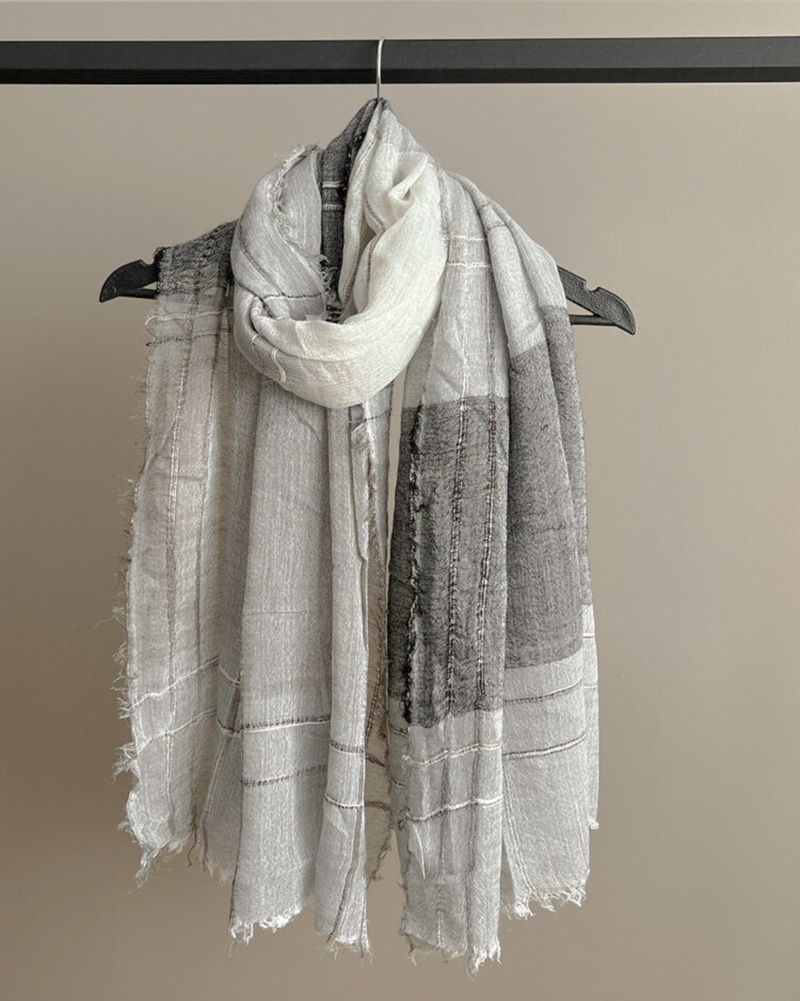 شال نخی کنفی زنانه تابستانه طرح دار