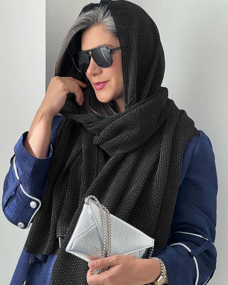 شال حریر پلیسه زنانه 4637 - مشکی