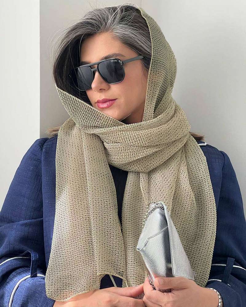 شال حریر پلیسه زنانه 4637 - ماشی