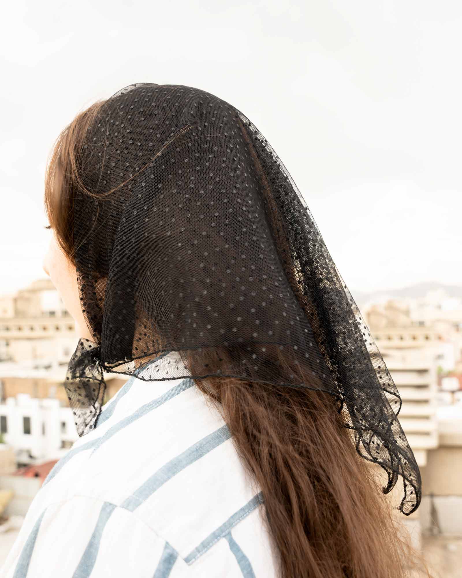 مینی اسکارف زنانه توری گلدوزی شده